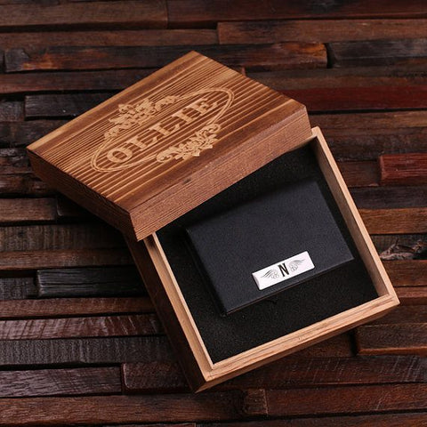 Personalised Leather Card Holder with Gift Box