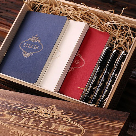 Personalised Gift Set with Journals and Pens with Box