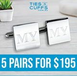 5 x Personalised Engraved Square Silver Cufflinks