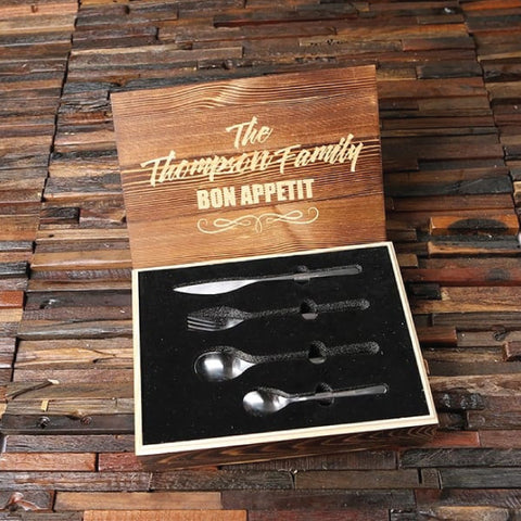 24 Pcs Personalised Cutlery Set With Wood Box