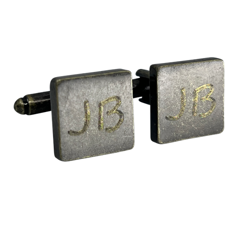 Personalised Engraved Antique Gold Square Cufflinks