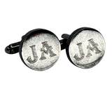 Personalised Engraved Antique Silver Round Cufflinks