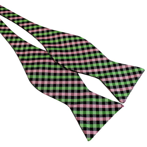 Tie Your Own Bow Tie - Green and Pink Gingham