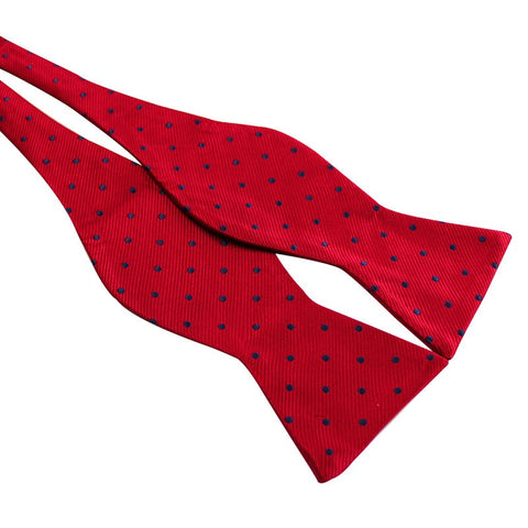 Tie Your Own Bow Tie - Red with Navy Polka Dot