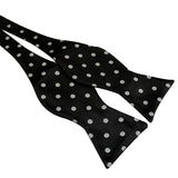 Tie Your Own Bow Tie - Black and Silver Polka Dot