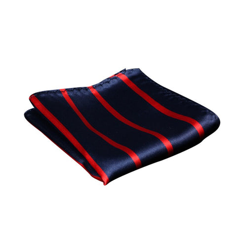 Navy and Red Striped Pocket Square
