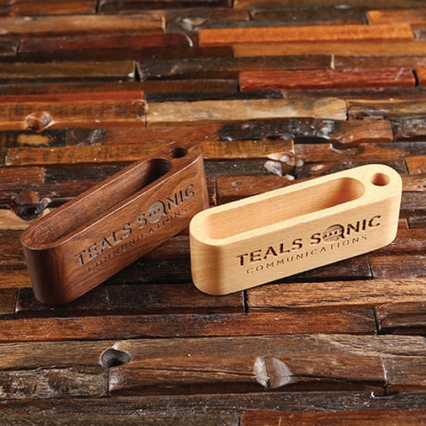 Corporate Branded Wooden Name Card And Pen Holder Business Gifts