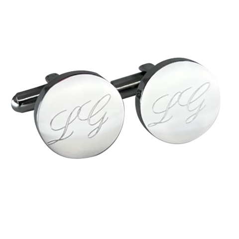 Personalised Silver Engraved Round Cufflinks