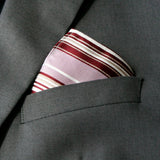 Mini Maroon And Lavender Textured Stripe Pocket Square