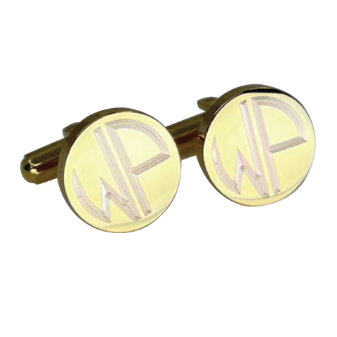 Personalised 2 Letter Monogram Round Gold Cufflinks