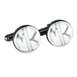 Personalised 2 Letter Monogram Round Silver Cufflinks