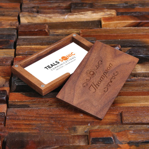 Personalized Black Walnut Wood Cardholder