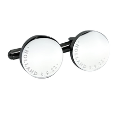 Personalised Engraved Full Name Round Silver Cufflinks