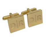 Personalised Gold Engraved Split Letter Square Cufflinks