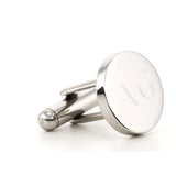 Engraved Logo Round Silver Cufflinks