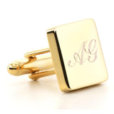 Engraved Logo Square Gold Cufflinks