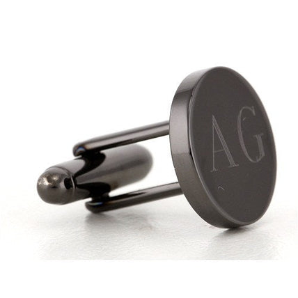 5 x Personalised Engraved Round Gunmetal Cufflinks