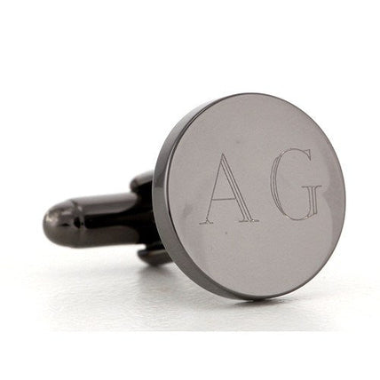 5 x Personalised Engraved Round Gunmetal Cufflinks