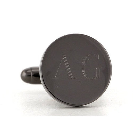 5 x Personalised Engraved Round Gunmetal Cufflinks