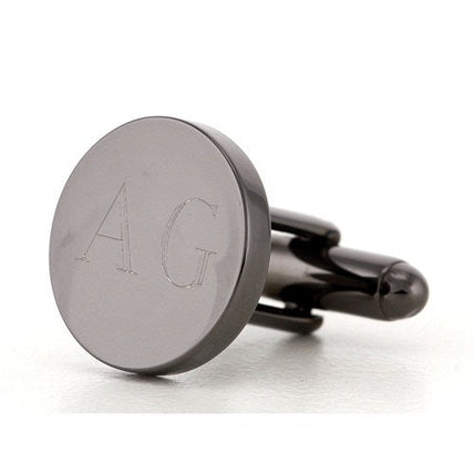 5 x Personalised Engraved Round Gunmetal Cufflinks