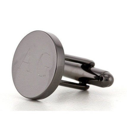 5 x Personalised Engraved Round Gunmetal Cufflinks