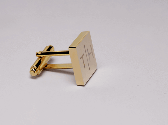 Personalised Engraved Split Letter Square Gold Cufflinks