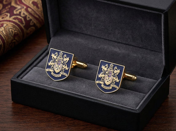 Custom Made Family Shield Cuffs in Enamel