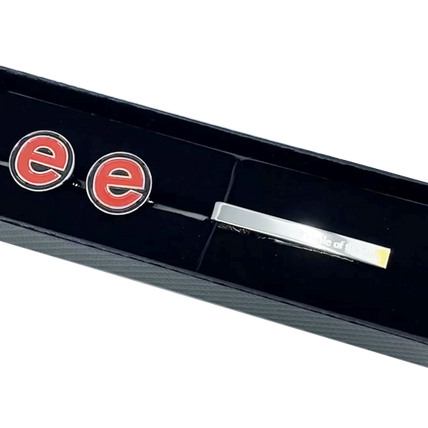 Custom Enamel Cufflinks + Tie Bar