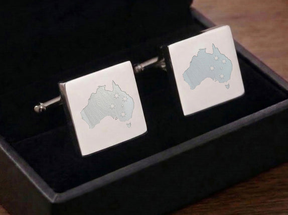 Engraved Australia Square Cufflinks