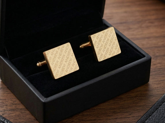 Engraved Diagonal Striped Gold Cuffs