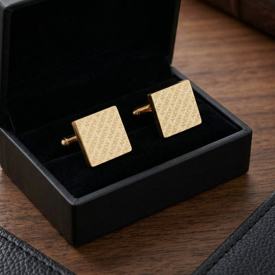 Engraved Diagonal Striped Gold Cuffs