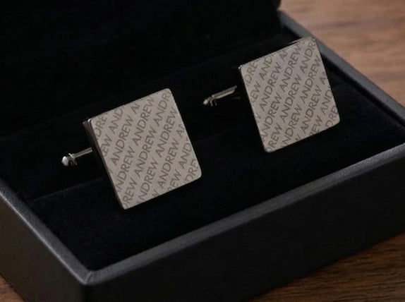 Engraved Diagonal Striped Gunmetal Cuffs