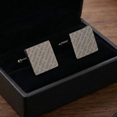 Engraved Diagonal Striped Gunmetal Cuffs