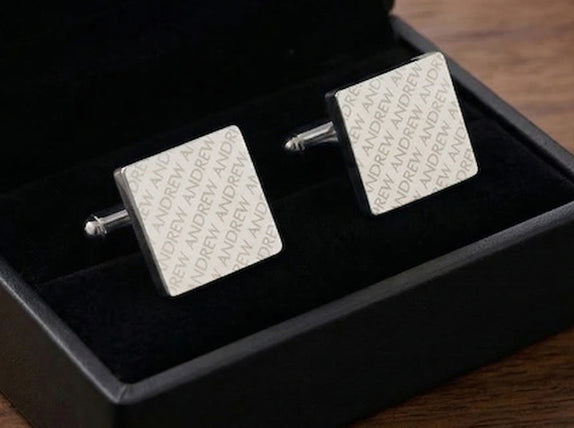 Engraved Diagonal Striped Silver Cuffs