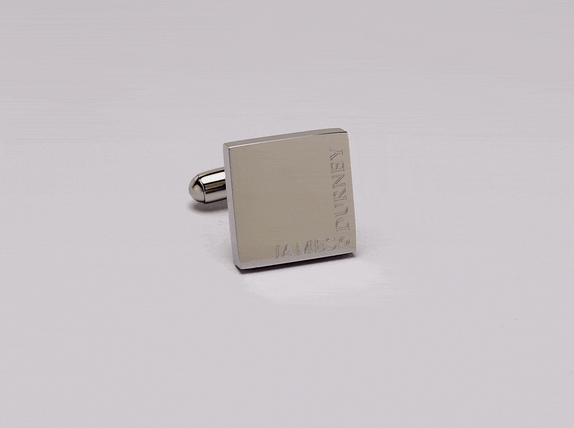 Personalised Engraved Full Name Square Silver Cufflinks