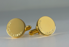 Personalised Engraved Full Name Round Gold Cufflinks