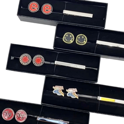 Custom Enamel Cufflinks + Tie Bar