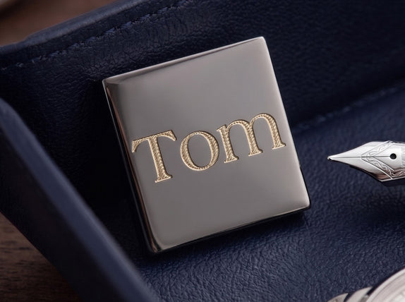 Gun Metal Engraved Lapel Pin