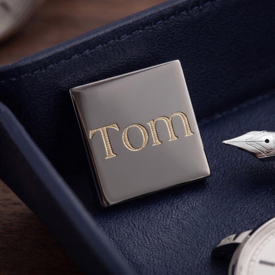 Gun Metal Engraved Lapel Pin