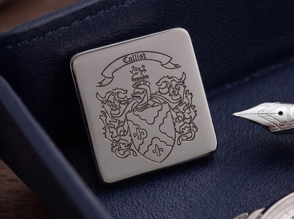 Gun Metal Family Crest Lapel Pin
