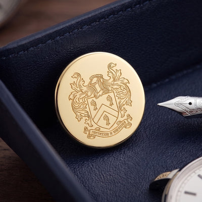 Logo Crest Engraved Round Gold lapel Pins