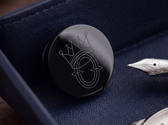 Logo Crest Engraved Round Gunmetal lapel Pins