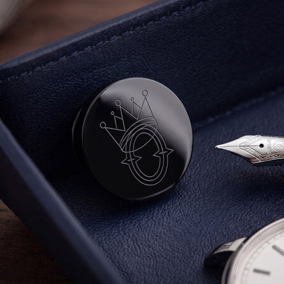 Logo Crest Engraved Round Gunmetal lapel Pins