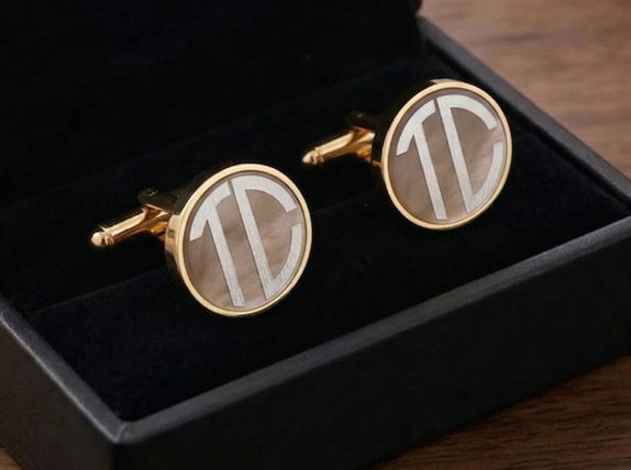 Personalised 2 Letter Monogram Round Gold Cufflinks