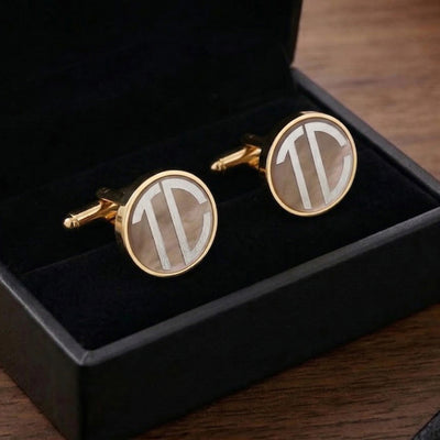 Personalised 2 Letter Monogram Round Gold Cufflinks