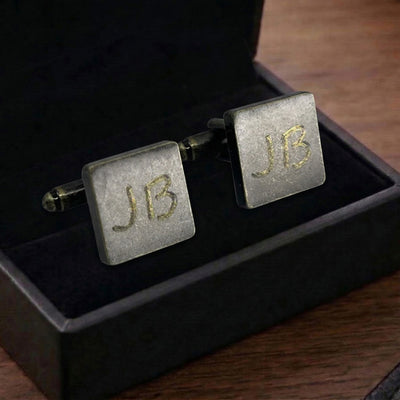 Personalised Engraved Antique Gold Square Cufflinks