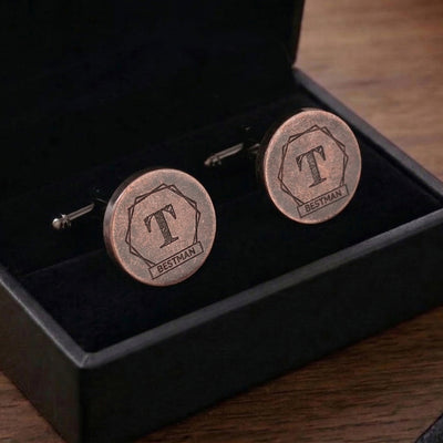 Personalised Engraved Antique Rosegold Round Cufflinks