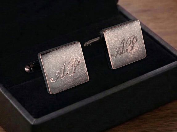 Personalised Engraved Antique Rosegold Square Cufflinks