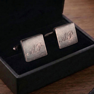 Personalised Engraved Antique Rosegold Square Cufflinks