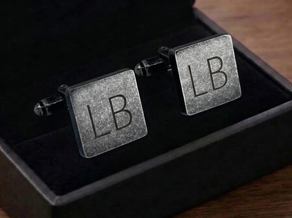 Personalised Engraved Antique Silver Square Cufflinks